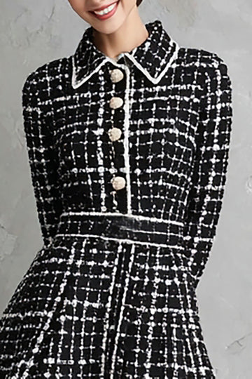 sukienka robocza z długim rękawem w paski A Line